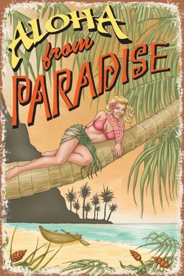 SURF PISTOL PLAQUE US ALOHA PARADISE 30X44