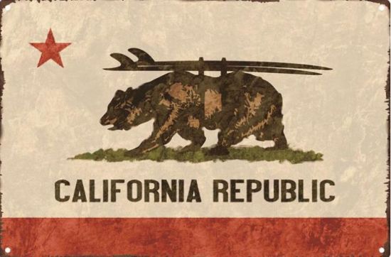 SURFPISTOLS PLAQUE CALIFORNIA REPUBLIC 30X20